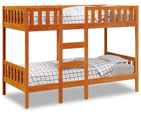 VidaXL viaszbarna tömör fenyőfa emeletes ágy 90x200 cm