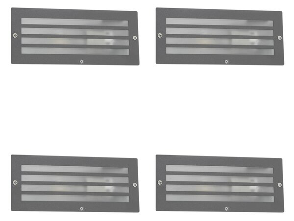 4 darabos modern süllyesztett lámpa szett sötétszürke IP44 - Hurricane