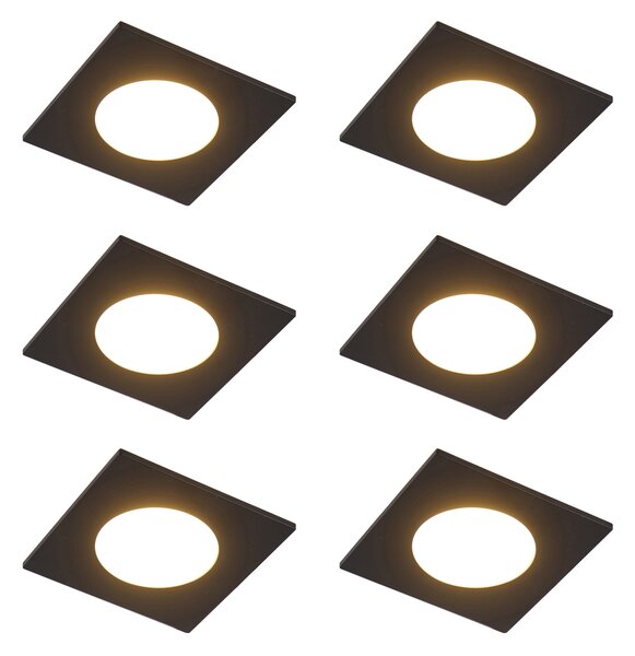6 darabos modern süllyesztett spotlámpa szett fekete LED-del, 3 lépésben dimmelhető IP65 - Simply