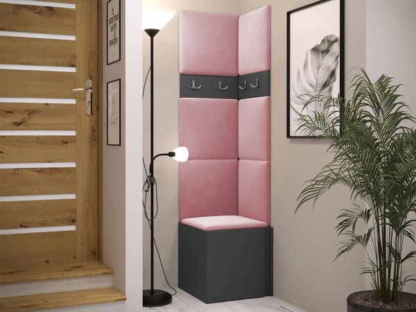 Előszoba garnitúra Pinis XXI, 186x42x46cm, Grafit, Laminált forgácslap, Kárpit