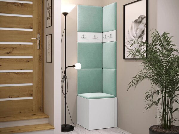 Előszoba garnitúra Pinis XXI, 186x42x46cm, Fehér, Laminált forgácslap, Kárpit