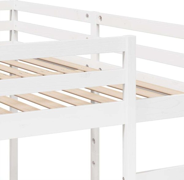 VidaXL fehér tömör fenyőfa tripla emeletes ágykeret 140x200/70x140 cm