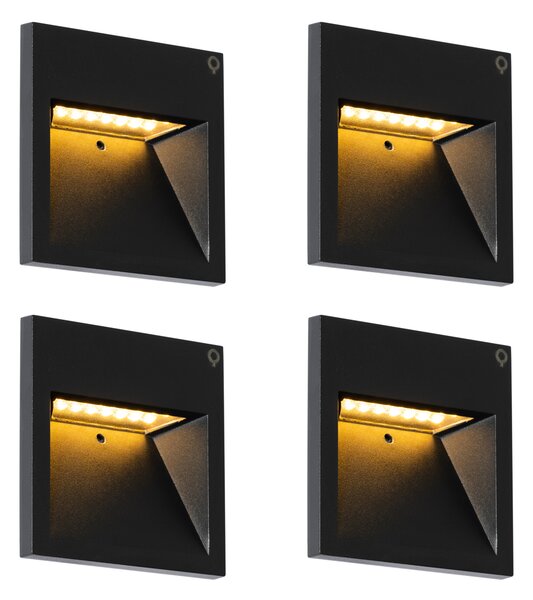 4 darabos modern süllyesztett fali lámpa szett fekete LED-del - Gem 2