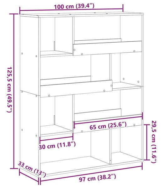 VidaXL Fehér Könyvespolc - 8 Polc - 100x33x125,5 cm
