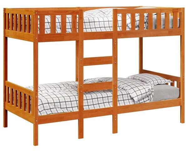 VidaXL viaszbarna tömör fenyőfa emeletes ágy 90x190 cm