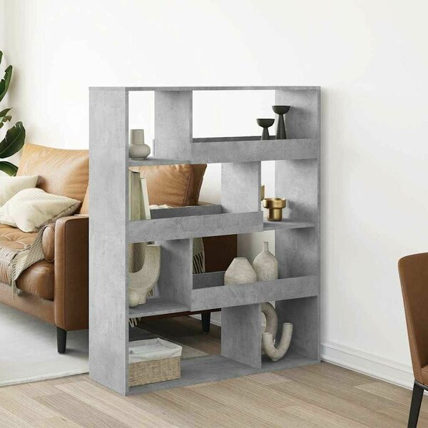 VidaXL betonszürke szerelt fa könyvespolc 100 x 33 x 125,5 cm