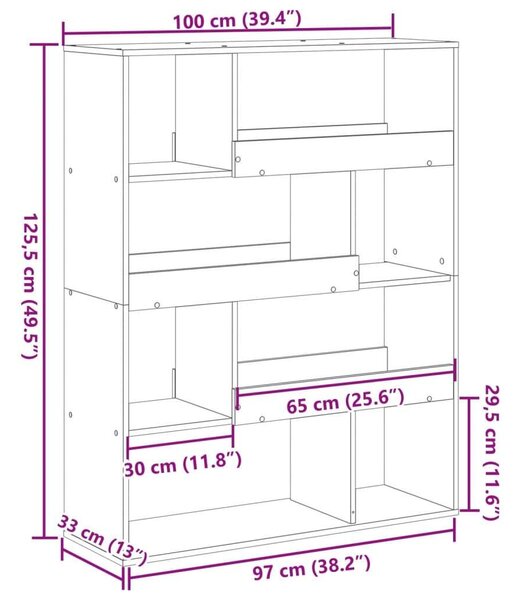 VidaXL fehér szerelt fa térelválasztó 100 x 33 x 125,5 cm