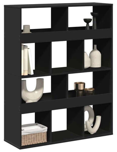 VidaXL Fa Térelválasztó Könyvespolc - Fekete - 100x33x125,5cm