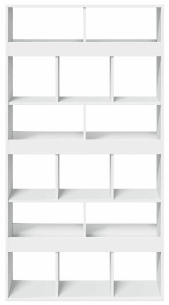 Fa Térelválasztó Könyvespolc - Fehér - 15 Rekesz - 100x33x187,5cm