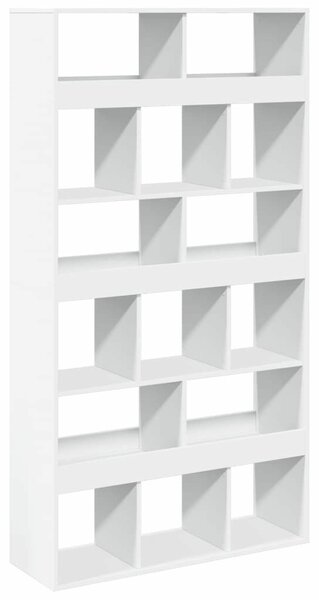 Fa Térelválasztó Könyvespolc - Fehér - 15 Rekesz - 100x33x187,5cm