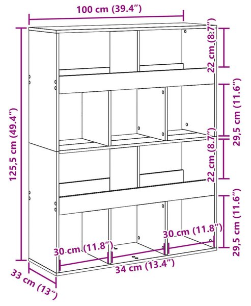 VidaXL fehér szerelt fa térelválasztó 100 x 33 x 125,5 cm