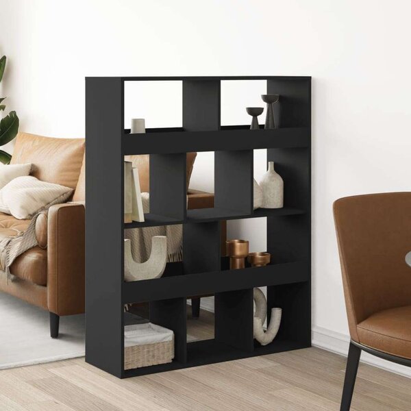 VidaXL Fa Térelválasztó Könyvespolc - Fekete - 100x33x125,5cm