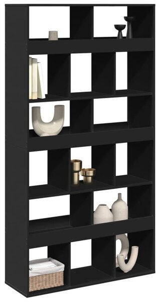 VidaXL Fa Térelválasztó Könyvespolc - Fekete - 100x33x187,5cm