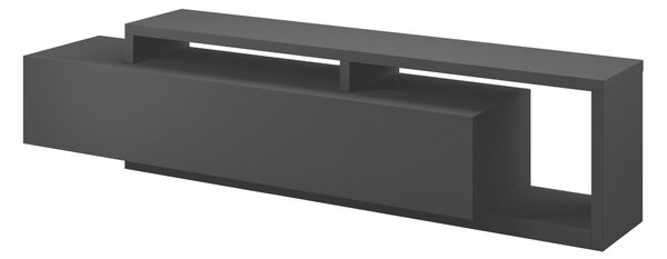 TV-állvány Lutiva 103, Laminált forgácslap, 52x219x45cm, Matt fekete
