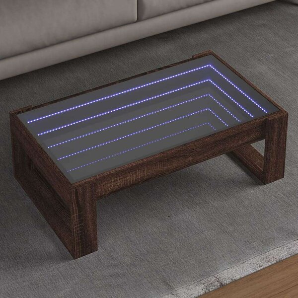 VidaXL LED Dohányzóasztal - Barna Tölgy - 90x53x30 cm