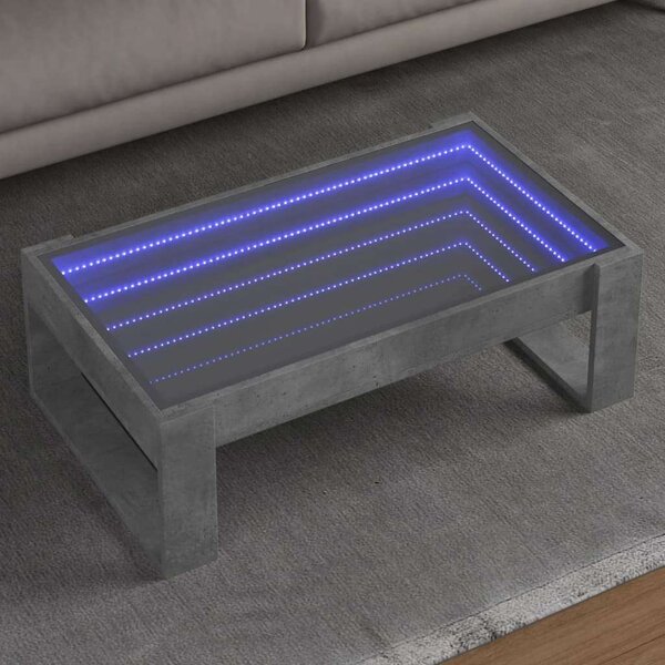 VidaXL LED Dohányzóasztal - Beton Szürke - 90x53x30 cm