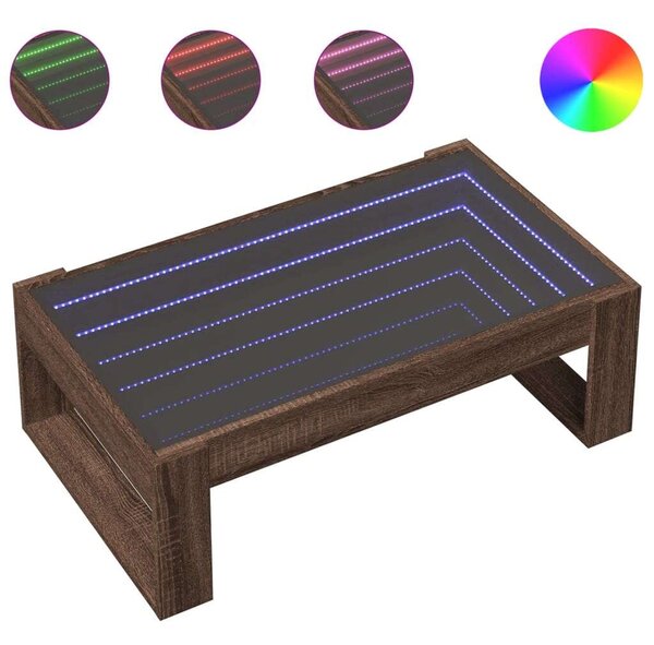 VidaXL LED Dohányzóasztal - Barna Tölgy - 90x53x30 cm