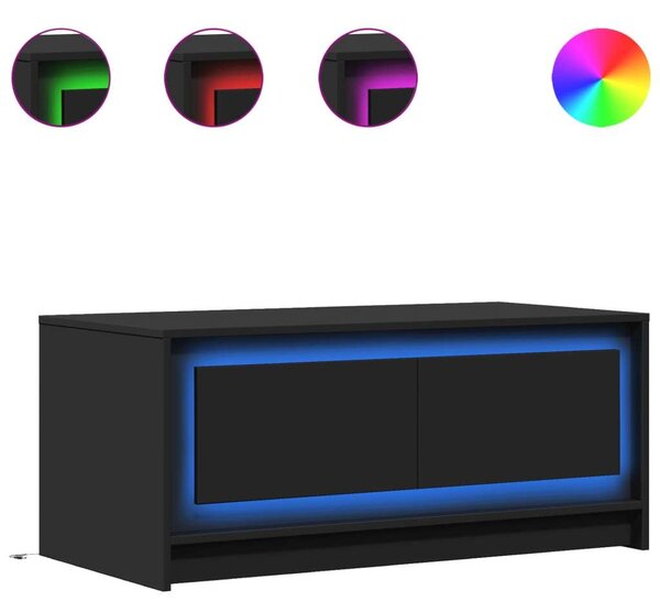 VidaXL Dohányzóasztal - Fekete - 100x50x43,5cm - LED Világítással