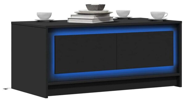 VidaXL Dohányzóasztal - Fekete - 100x50x43,5cm - LED Világítással