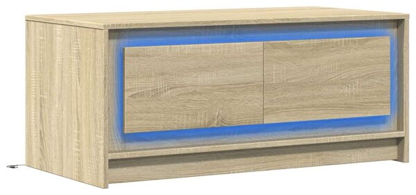 VidaXL LED Dohányzóasztal - Sonoma Tölgy - 100x50cm