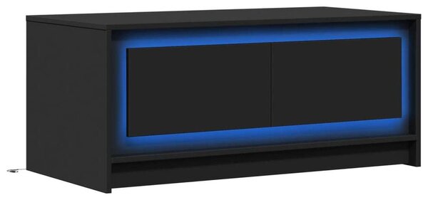 VidaXL Dohányzóasztal - Fekete - 100x50x43,5cm - LED Világítással