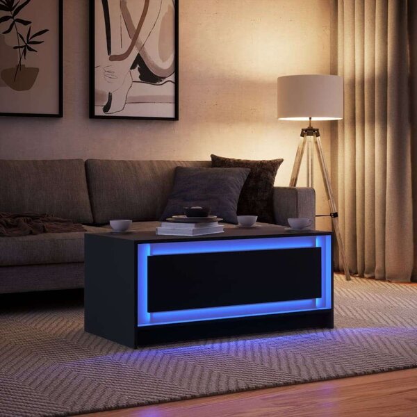 VidaXL Dohányzóasztal - Fekete - 100x50x43,5cm - LED Világítással