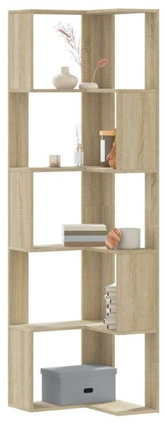 VidaXL 5 szintes sonoma tölgy szerelt fa sarok könyvespolc 50x50x179cm