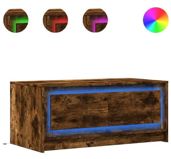 VidaXL Dohányzóasztal - Füstös Tölgy - LED Világítással - 100x50cm