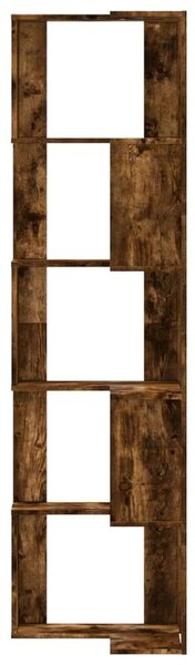 VidaXL 5 szintes füstös tölgy szerelt fa sarok könyvespolc 50x50x179cm