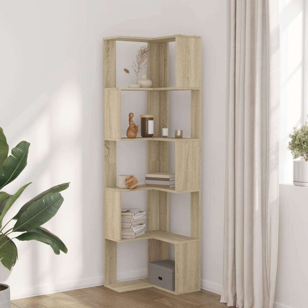 VidaXL 5 szintes sonoma tölgy szerelt fa sarok könyvespolc 50x50x179cm