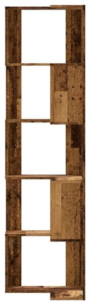 VidaXL 5 szintes antik fa szerelt fa sarok könyvespolc 50 x 50 x 179cm