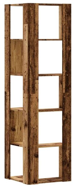 VidaXL 5 szintes antik fa szerelt fa sarok könyvespolc 50 x 50 x 179cm