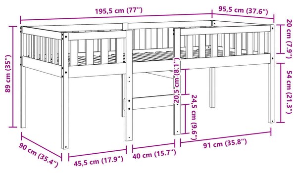 VidaXL Gyermekágy - Fehér Fenyőfa - 90x190 cm