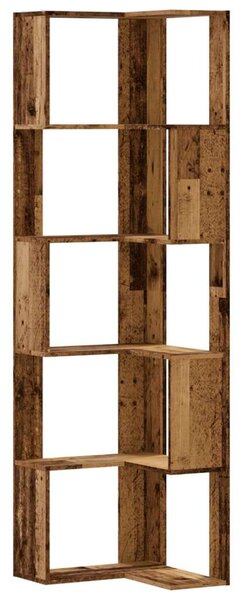 VidaXL 5 szintes antik fa szerelt fa sarok könyvespolc 50 x 50 x 179cm
