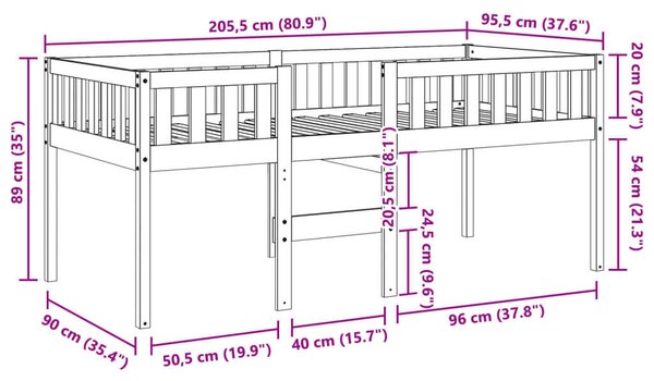 VidaXL Gyermekágy - Fenyőfa - 90x200 cm
