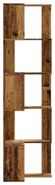 VidaXL 5 szintes antik fa szerelt fa sarok könyvespolc 50 x 50 x 179cm