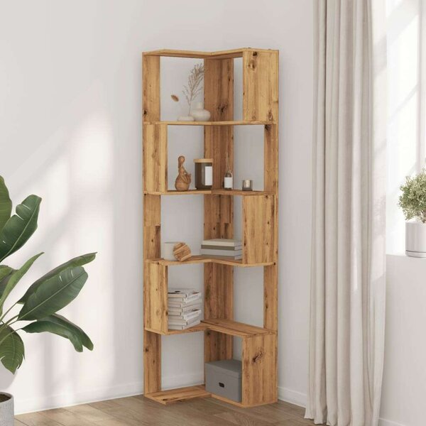 VidaXL 5 szintes szerelt fa sarok könyvespolc 50 x 50 x 179cm