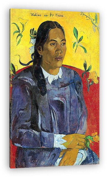 Paul Gauguin: Tahiti nő virággal (vászonkép)
