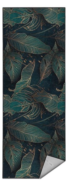 Petróleum színű mosható futószőnyeg 80x200 cm Midnight Jungle – Mila Home