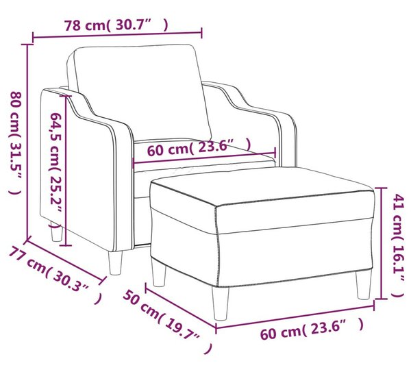 VidaXL tópszínű szövet kanapéfotel lábtartóval 60 cm