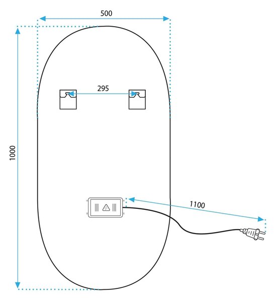 OVL LED Tükör - Ovális - Arany - 50x100cm