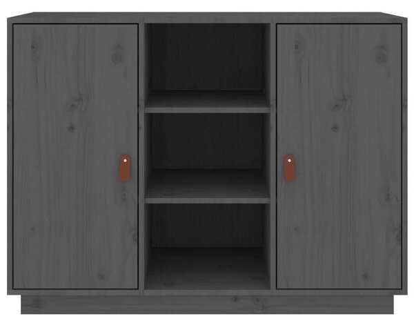 VIDAXL - Tömör Fenyőfa Tálalószekrény - Szürke - 100x40x75 cm