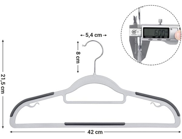 Csúszásmentes ruhaakasztók 30 db, 42 cm széles