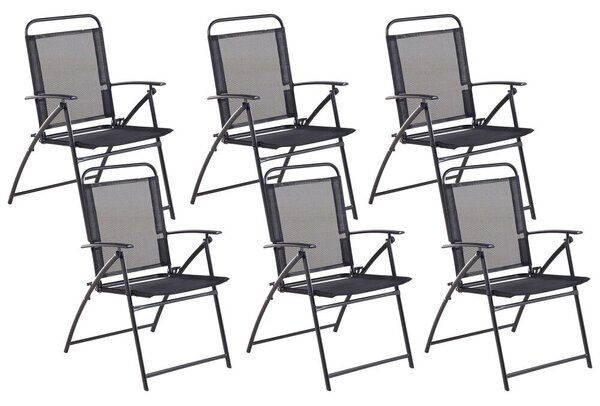 Összecsukható fekete kerti szék hatdarabos szettben LIVO