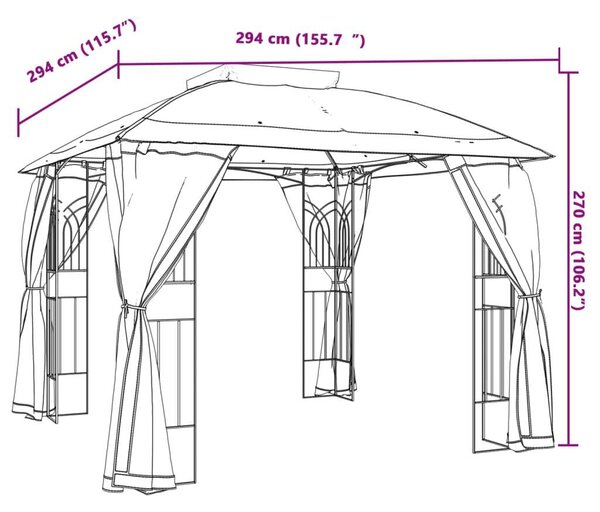 VidaXL Kertpavilon - Dupla Tető - Szúnyogháló - 294x294 cm