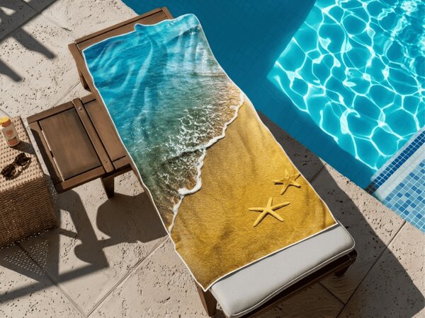 Gyorsan száradó strand fürdőlepedő SUNNY BEACH színes 70 x 140 cm, 100% mikroszál
