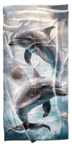 Gyorsan száradó tengerparti fürdőlepedő DOLPHINS kék 70 x 140 cm, 100% mikroszál