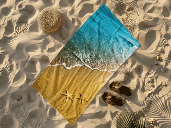 Gyorsan száradó strand fürdőlepedő SUNNY BEACH színes 70 x 140 cm, 100% mikroszál