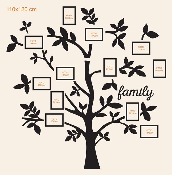 DUBLEZ | Fali fa dekoráció képkeretekkel – Family