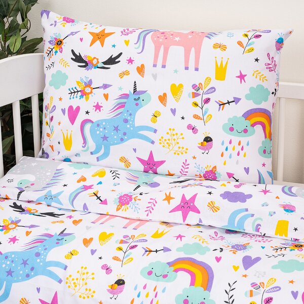 4Home Unicorns gyerek pamut ágyneműhuzat kiságyba, 100 x 135 cm, 40 x 60 cm